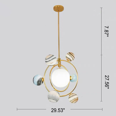 Nordic Creative Glass Planet Plating Ring 7-Light Kids Chandelier