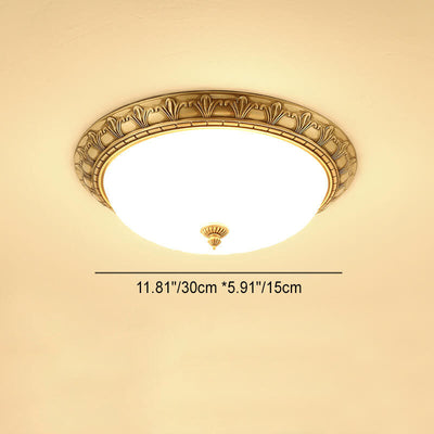 Modern Imitation Marble All Copper Circular 1-Light Flush Mount Ceiling Light