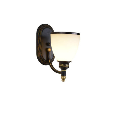 Vintage Luxury Glass Cup Iron Black Gold 1/2 Light Wall Sconce Lamp