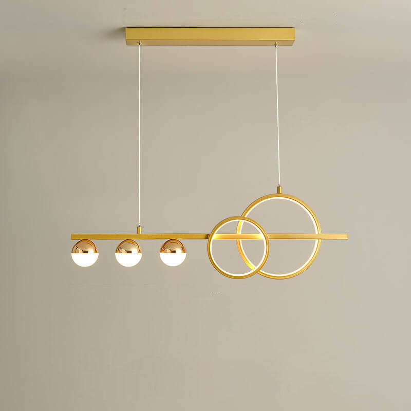 Modern Luxury Long Strip Round Globe Design LED Island Light Chandelier