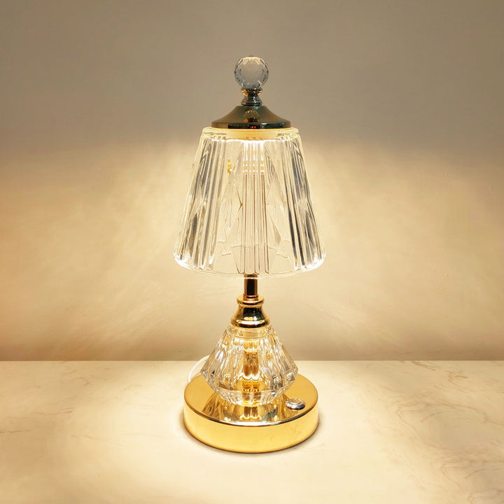 Modern Luxury Glass Metal Diamond Base LED Table Lamp For Bedroom