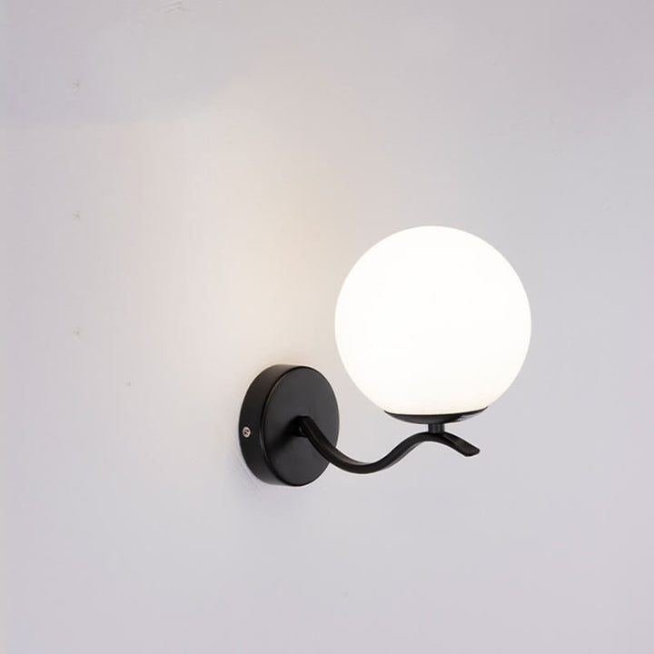Lámpara de Aplique de Pared de 1 Luz con Pantalla Esférica de Vidrio y Soporte de Hierro de Lujo 