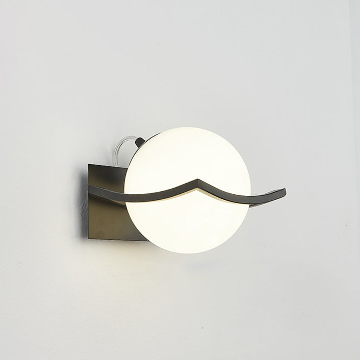Modern Minimalist Glass Orb Iron Frame 1-Light Wall Sconce Lamp