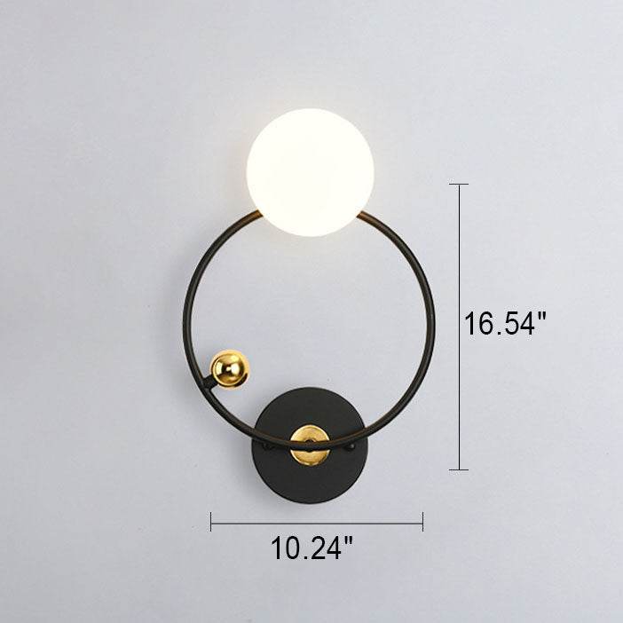Nordische minimalistische runde Kugeleisen-Glas-Wandleuchte mit 1 Licht 