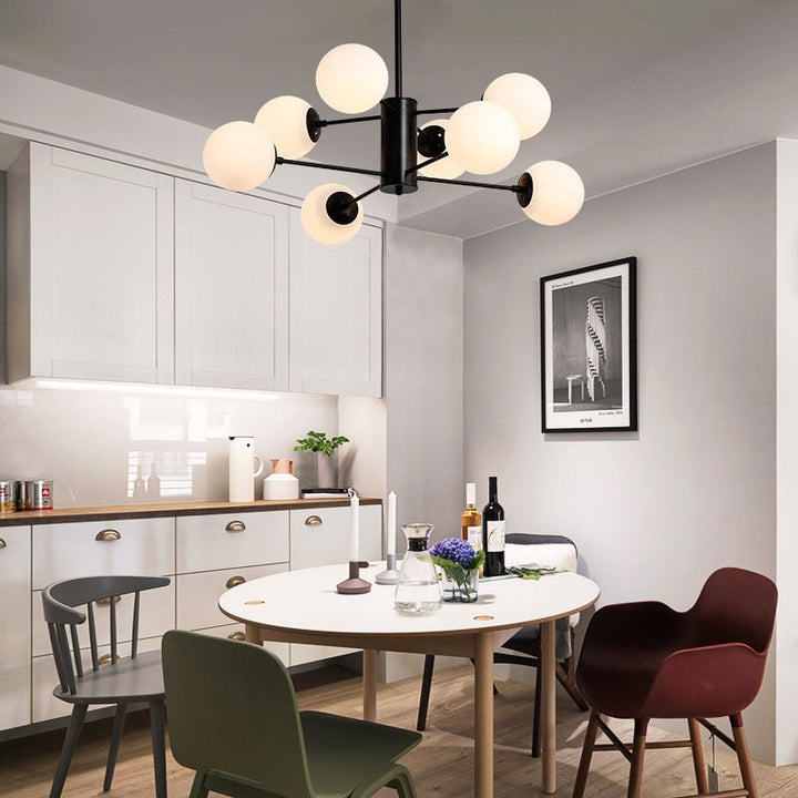 Modern Mid-Century Iron Frame Magic Bean Glass Shade 8/12/16-Light Chandelier For Living Room