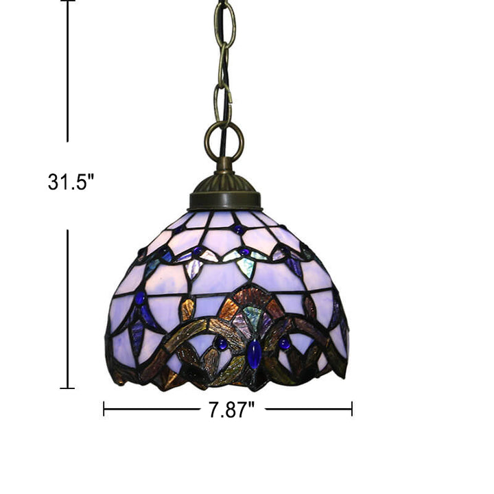 Europäische Tiffany Purple Baroque Dome 1-Light Pendelleuchte