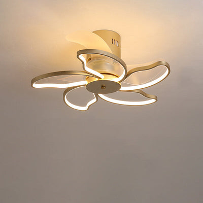 Nordic Minimalist Petal Shaped LED Semi-Flush Mount Ceiling Fan Light