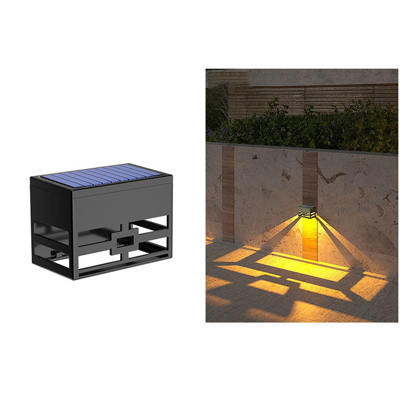 Einfache quadratische LED-Skelett-Solarzaun-Wandleuchte für den Außenbereich 