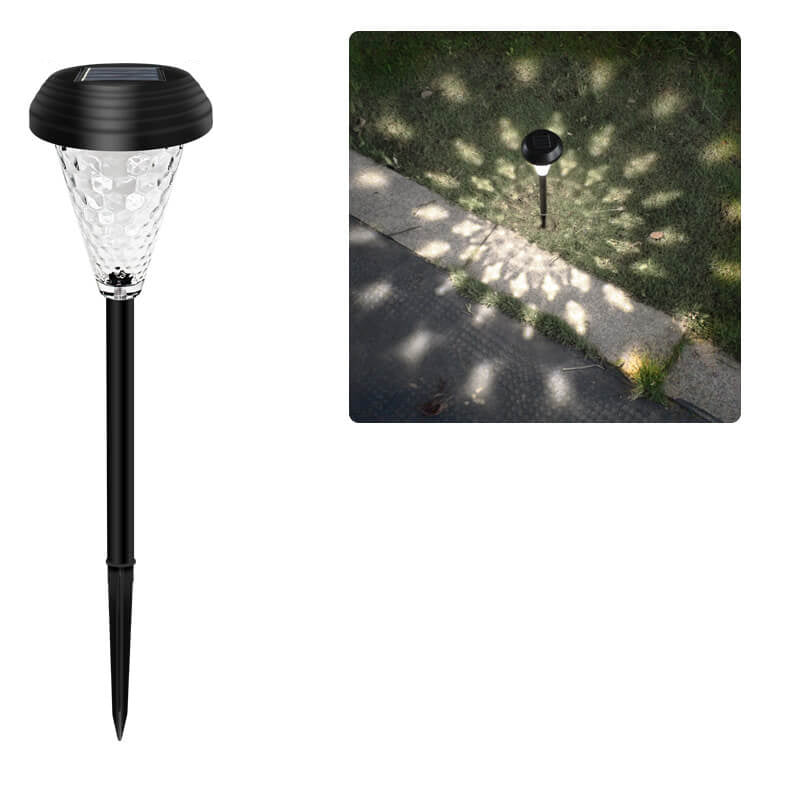 Moderne Solar-Glas-Kegel-LED-Außen-Garten-Boden-Einsteck-Landschaftsleuchte 