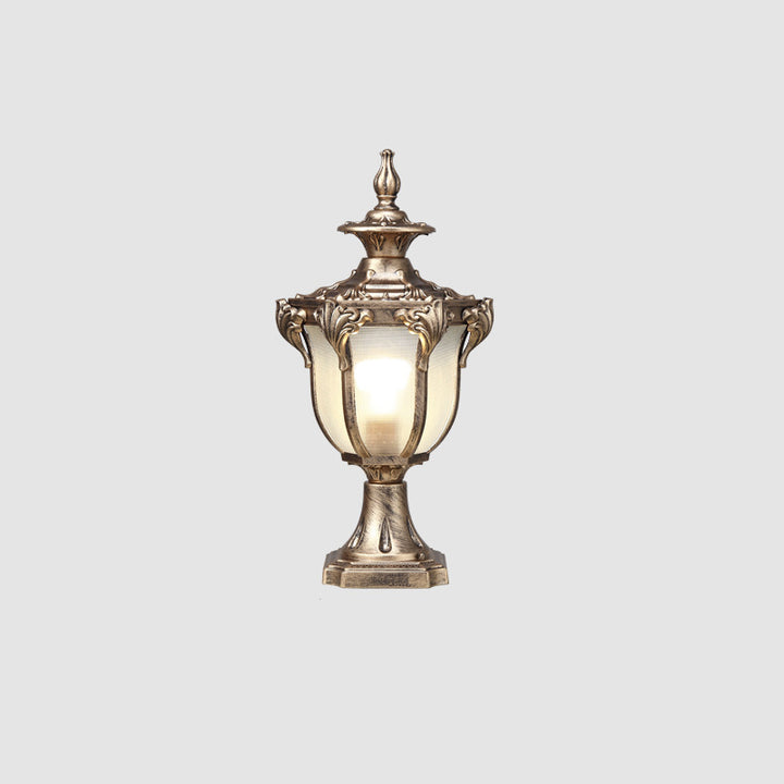 Lumière de colonne de paysage de jardin extérieur solaire étanche en verre et aluminium moulé sous pression rétro européen 