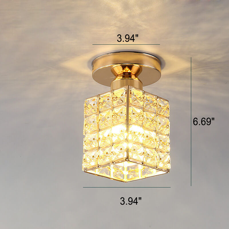 Nordic Luxury Crystal Magic Square Gold 1-Light Semi-Flush Mount Deckenleuchte