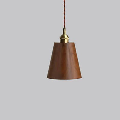 Japanische Vintage Nussbaum Messing Dome 1-Licht Pendelleuchte