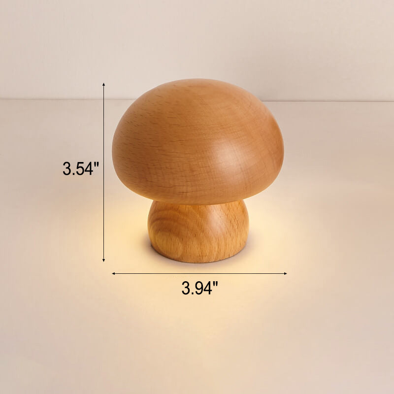 Nordic Creative Mushroom Solid Wood Acrylic LED Touch Table Lamp