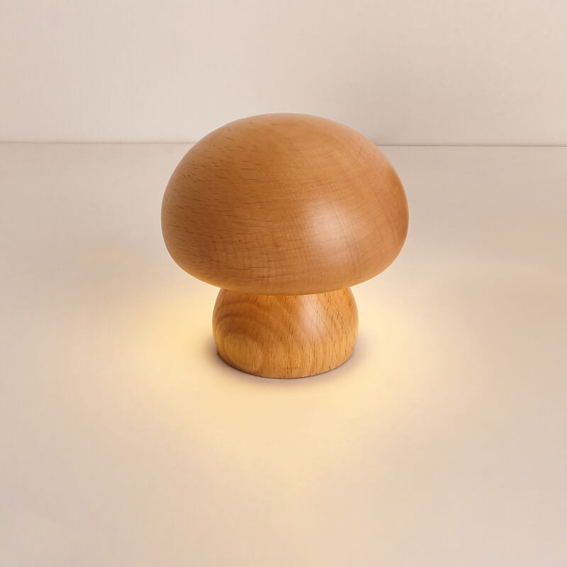 Nordic Creative Mushroom Solid Wood Acrylic LED Touch Table Lamp