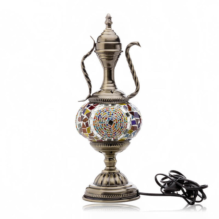 Turkish Vintage Handmade Glass Coffee Pot Design 1-Light Table Lamp