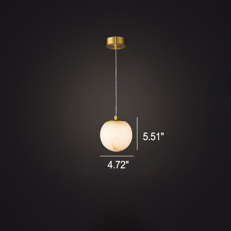 Modern Luxury Round Marble Brass 1-Light Pendant Light