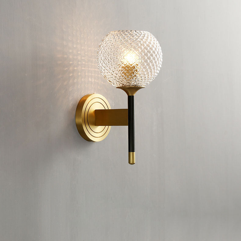 Lámpara de Aplique de Pared de 1/2 Luces de Vidrio y Latón de Lujo Nórdico 