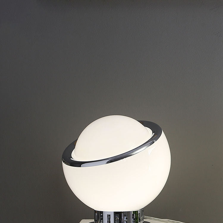 Lampe de table à 1 lumière en verre et fer à tête ronde moderne et colorée 