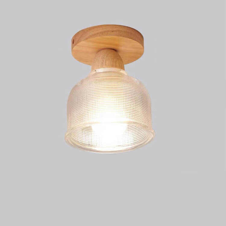 Japanese Simple Glass Log 1-Light Semi-Flush Mount Light