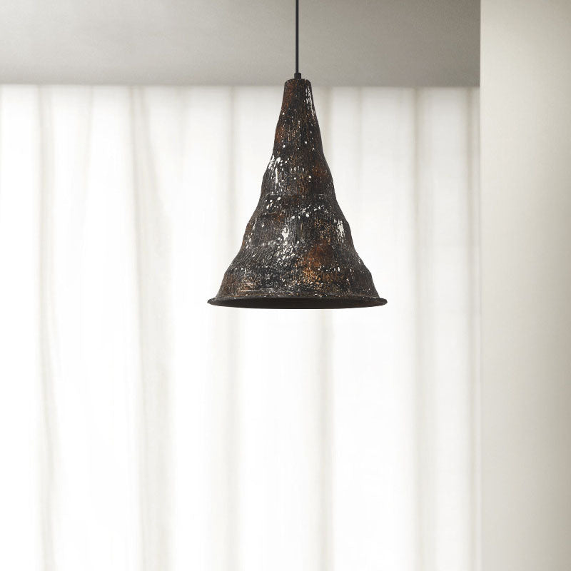 Vintage Industrial Iron Rust Cone Shape 1-Light Pendant Light