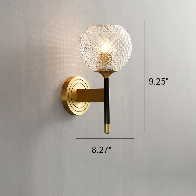 Lámpara de Aplique de Pared de 1/2 Luces de Vidrio y Latón de Lujo Nórdico 