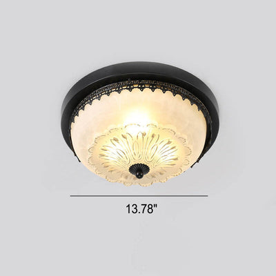 European Vintage Round Bowl 3/4 Light Flush Mount Ceiling Light