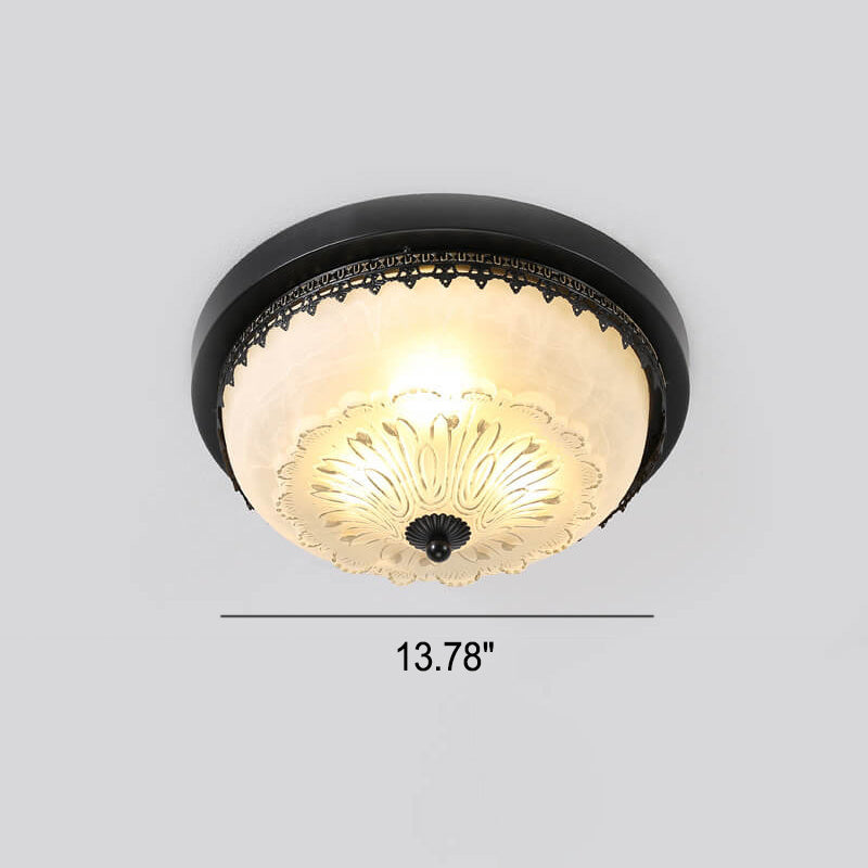 European Vintage Round Bowl 3/4 Light Flush Mount Ceiling Light