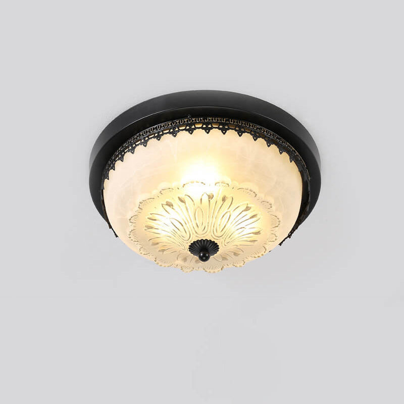 European Vintage Round Bowl 3/4 Light Flush Mount Ceiling Light