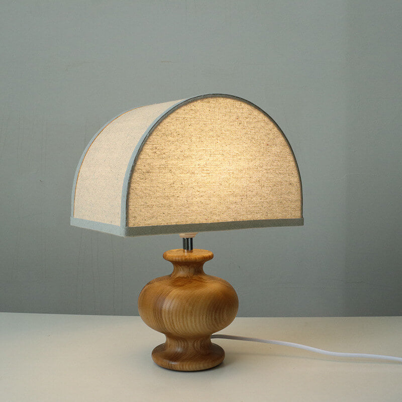 Japanese Wabi-sabi Vintage Solid Wood Fabric 1-Light Table Lamp