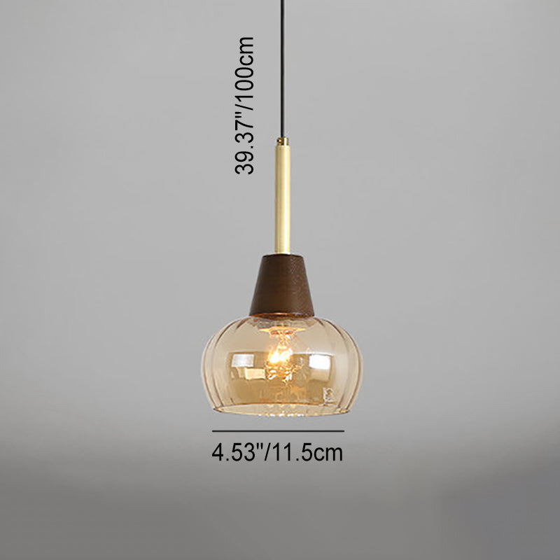 Zeitgenössischer Retro-Holzrahmen-Glasbecher-Schirm 1/3-Licht-Insel-Licht-Kronleuchter für Wohnzimmer 