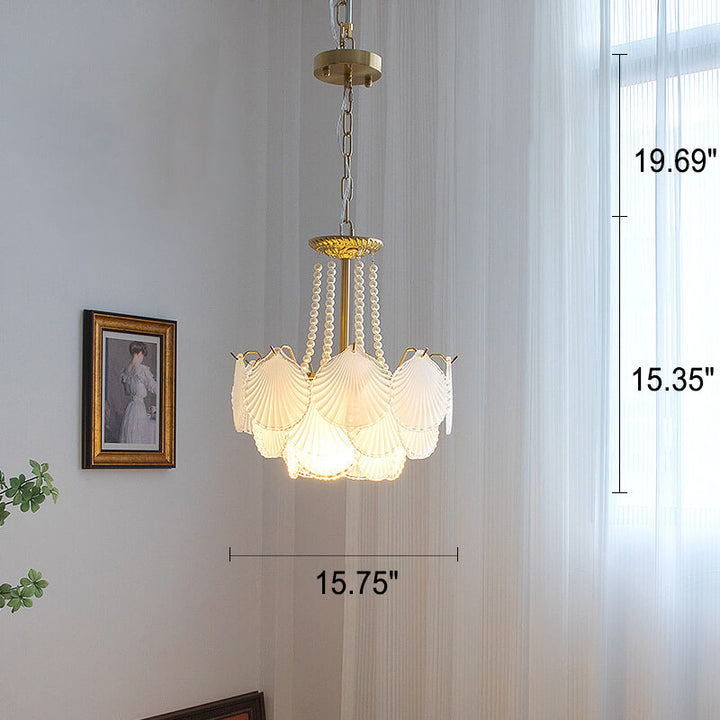 French Light Luxury Petal 3/6/9-Light Inselleuchter aus Glas 