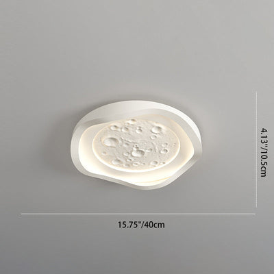 Plafonnier LED en fer avec abat-jour rond et texture de roche imitation résine pour salon, simplicité moderne 