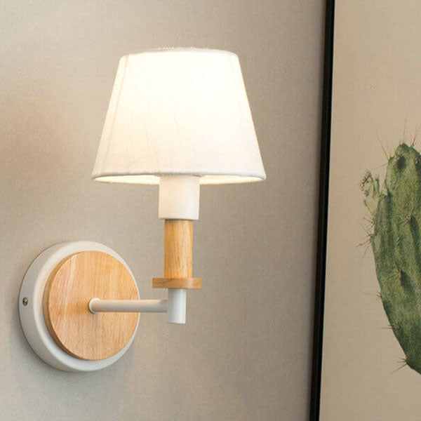 Modern Nordic Wooden Tubular 1-Light Wall Sconce Lamp