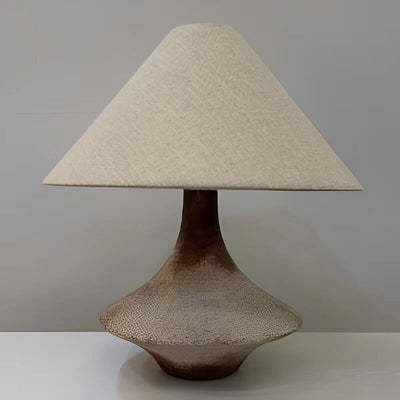 Wabi-Sabi Vintage Cone Vase Base Ceramic Fabric 1-Light Table Lamp