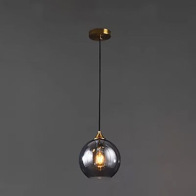 Lámpara colgante de 1 luz con pantalla esférica de vidrio de simplicidad moderna para dormitorio 