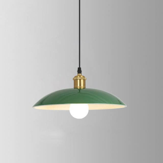 Industrial Vintage Green Iron Dome Cone 1-Light Pendant Light