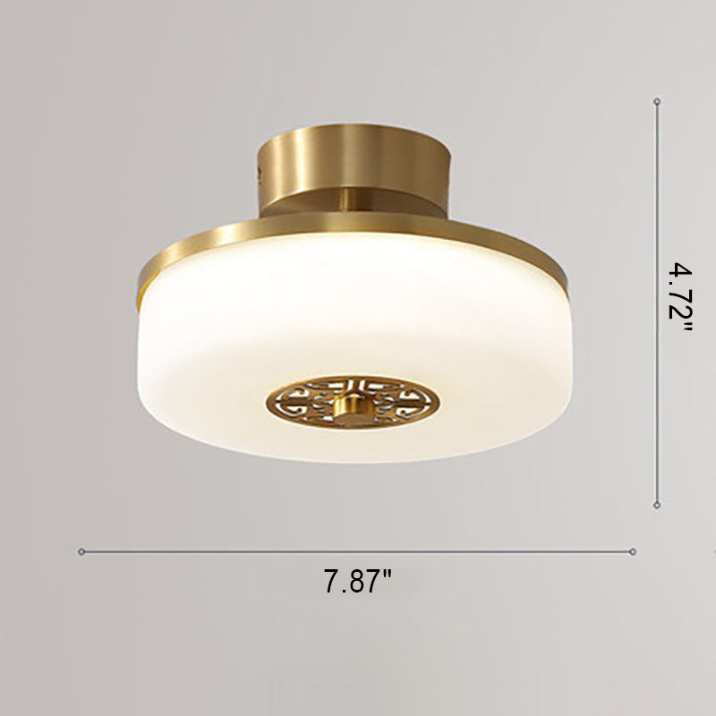 Modern Light Luxury Retro Full Copper Cloud Glass LED Flush Mount Lighting