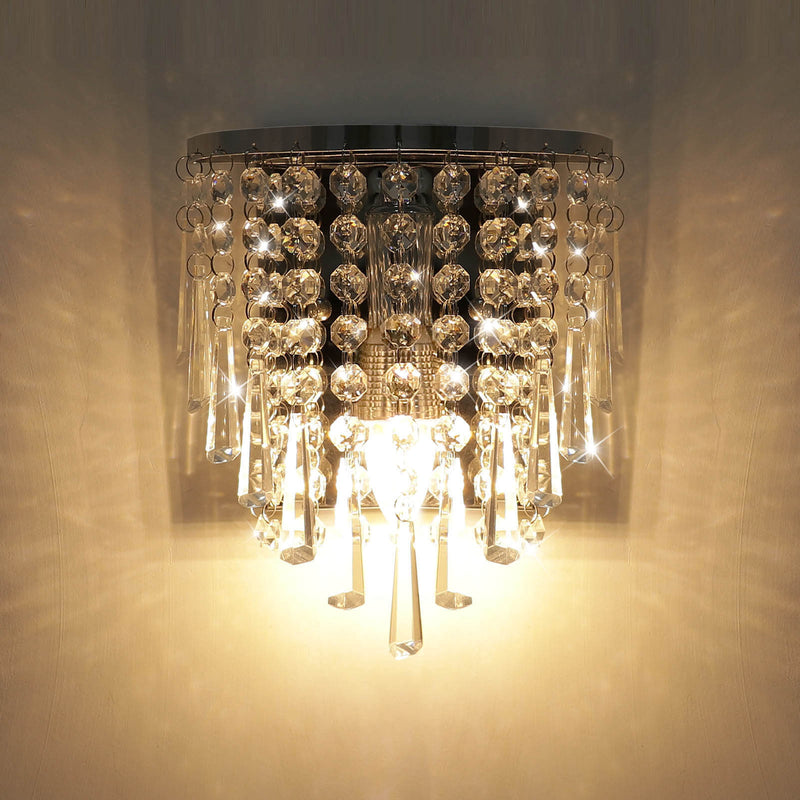 Nordic Luxury Chrome Crystal Curtain Design 1-Light Wall Sconce Lamp