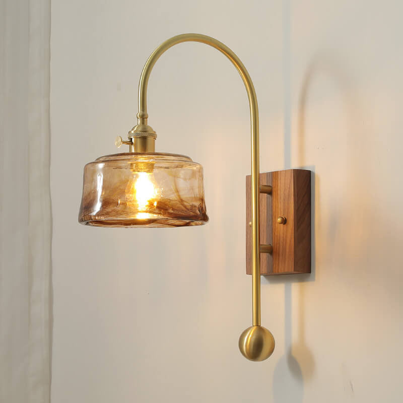 Modern Japanese Vintage Brass 1-Light Wall Sconce Lamp