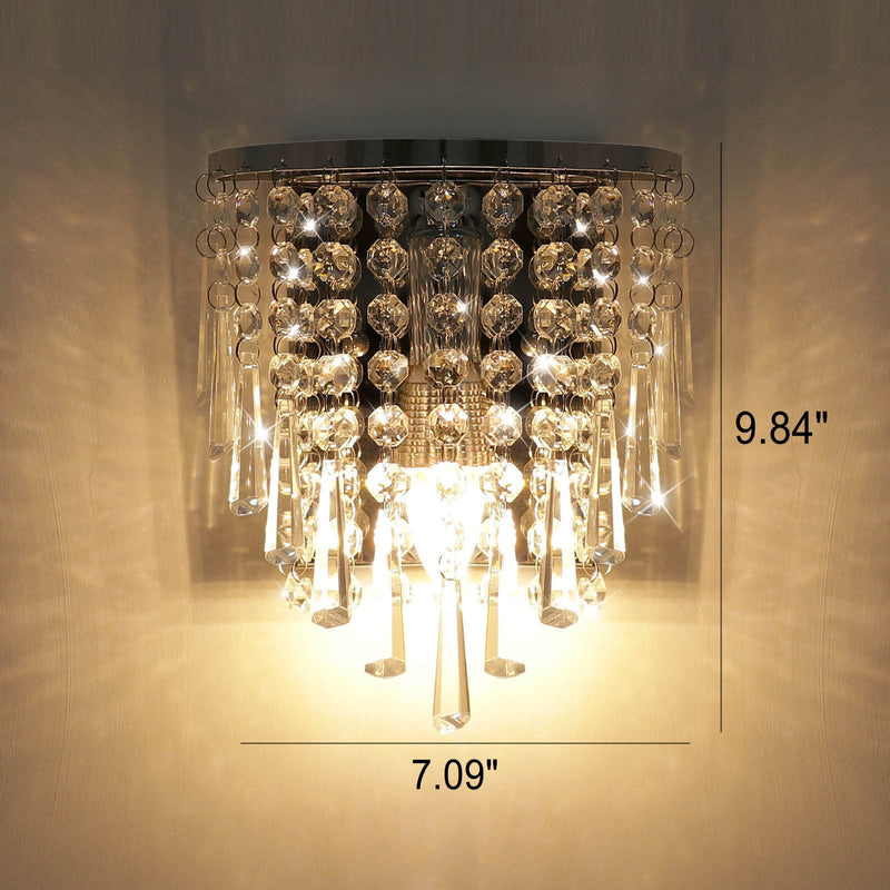 Nordic Luxury Chrome Crystal Curtain Design 1-Light Wall Sconce Lamp