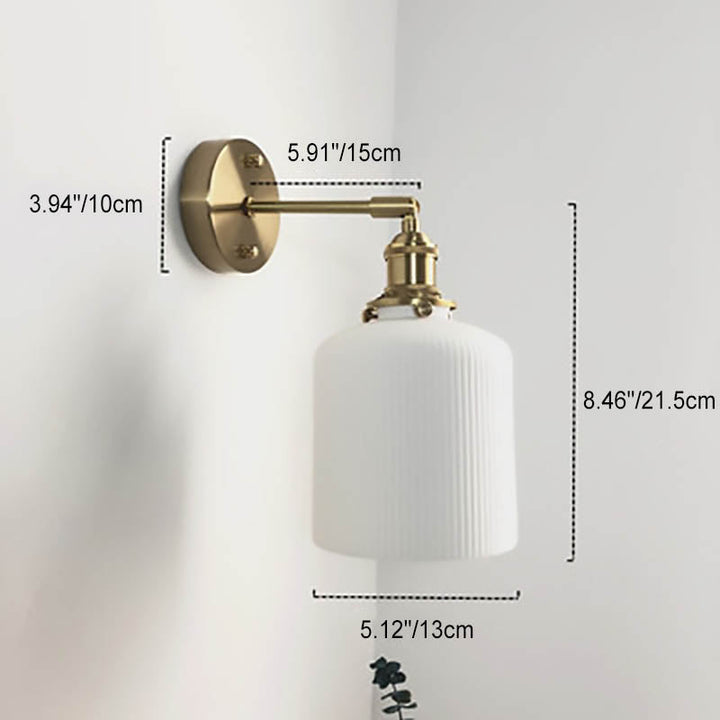 Japanischer Retro Minimalistischer Zylinder Oval Messing Lucite 1-Licht Wandleuchte 