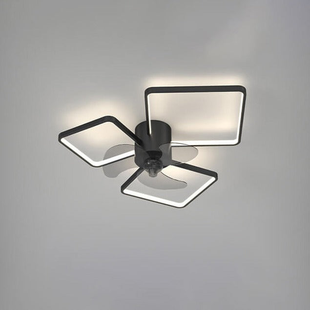 Modern Light Luxury Geometric Square Round Design LED Flush Mount Ceiling Fan Light