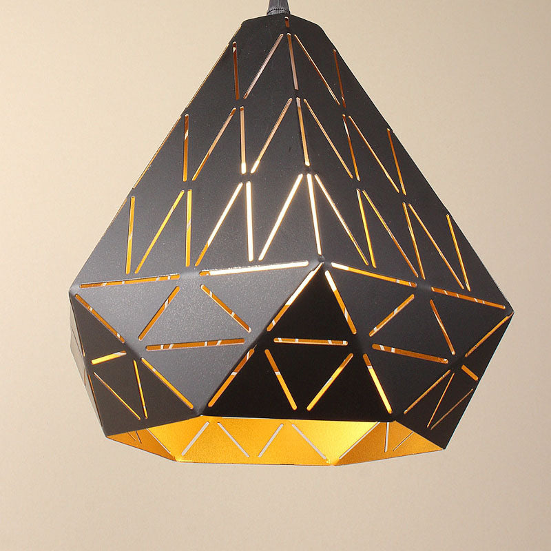 Moderne nordische 1-flammige Pendelleuchte aus Eisen in geometrischer Dreiecksform für Wohnzimmer &amp; Schlafzimmer 