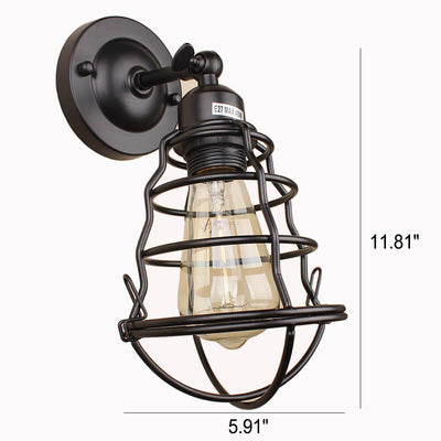 Industrial Vintage Iron Cage 1-Light Wall Sconce Lamp