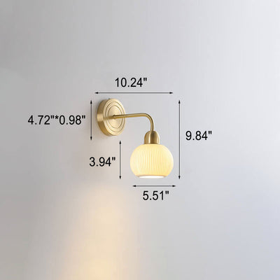 Moderne minimalistische gestreifte Keramik-Runddose Kupfer 1-Licht Wandleuchte 