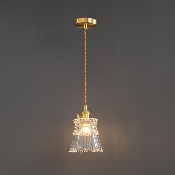 Modern Luxury Glass Bell Shade Brass 1-Light Pendant Light