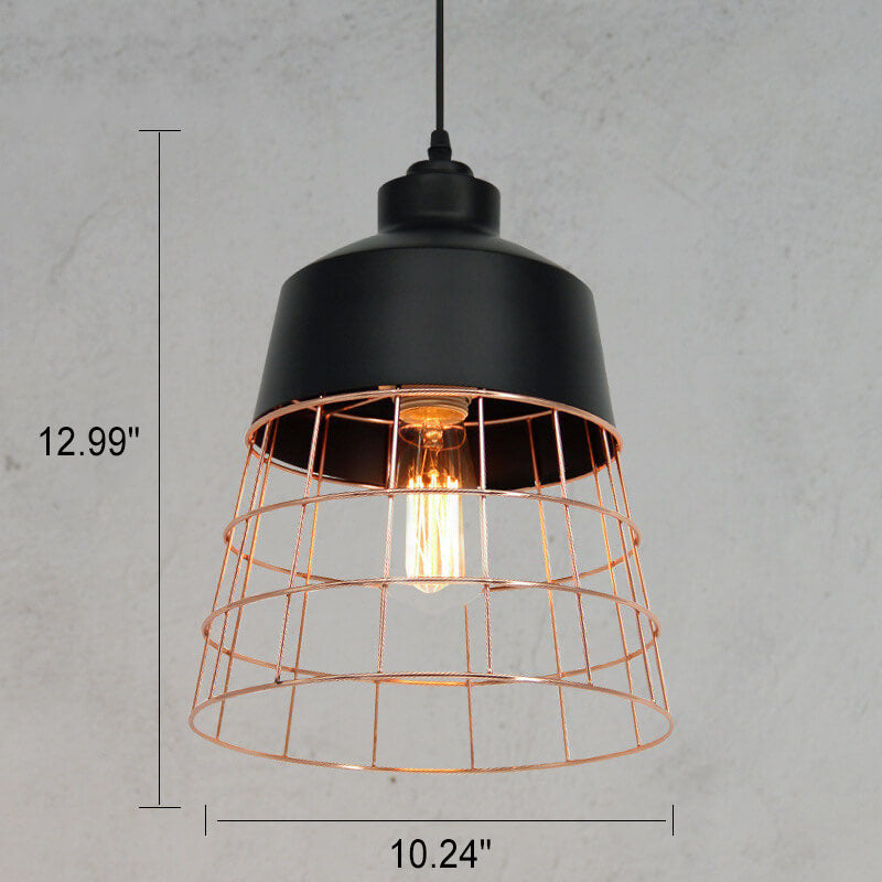 Nordic Creative Iron Cage Geometry 1-Light Pendant Light