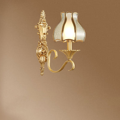 European Light Luxury Vintage Kupferglas 1/2-Licht Wandleuchte 