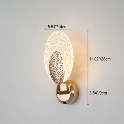 Lámpara de pared LED con pantalla de acrílico y anillo de hierro en oro rosa de lujo moderno para dormitorio 
