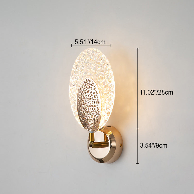 Lámpara de pared LED con pantalla de acrílico y anillo de hierro en oro rosa de lujo moderno para dormitorio 